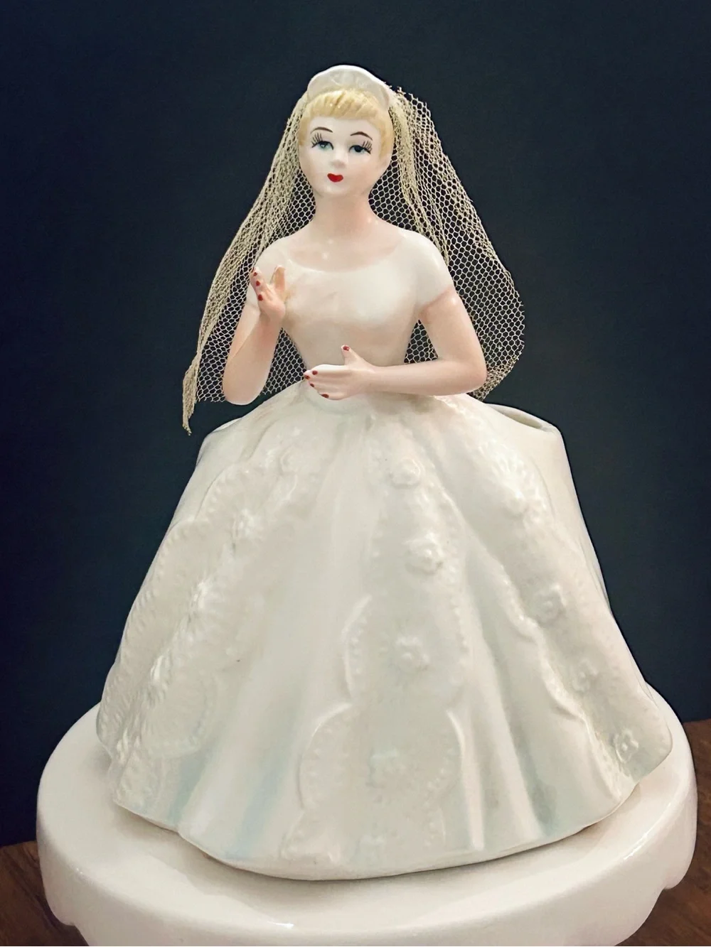 Vintage 1950s Inarco Japan Ceramic Bride Planter Figurine, Mid Century Wedding